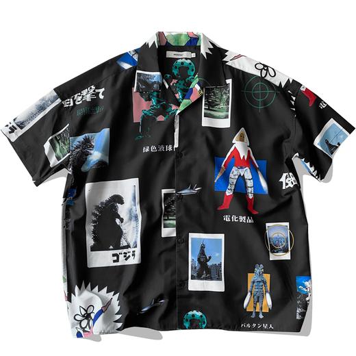 MODITEC 怪兽入侵短袖衬衫男宽松夏季古巴mojito印花衬衣热狗同款 商品图3