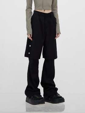 49PERCENT(49%)假两件金属纽扣层次西裤中性通勤