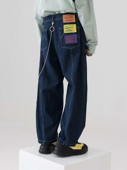 MODITEC双色基础水洗牛仔裤 做旧宽松休闲裤 复古面包直筒阔腿裤 商品图3