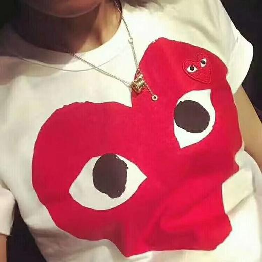 川久潮牌T恤play女明星同款爱心刺绣保龄纯棉短袖男情侣装亲子装 商品图3