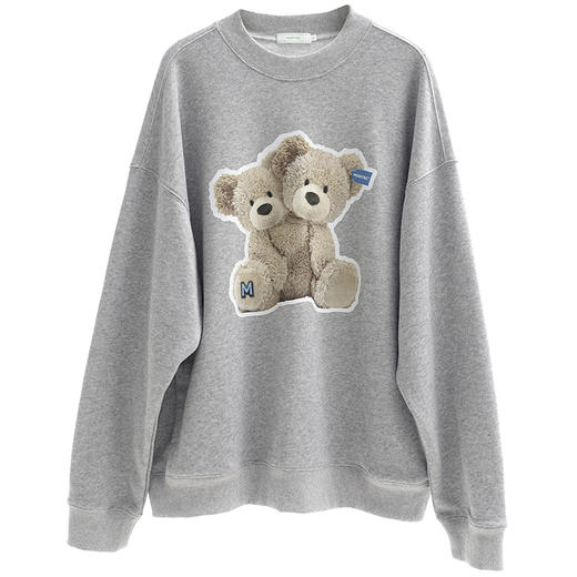 MODITEC 21春夏 恶搞双头毛绒小熊印花卫衣 加绒口袋厚卫衣 商品图4