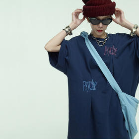 UMAMIISM 20SS 惊悚电影字体刺绣百褶圆领T恤