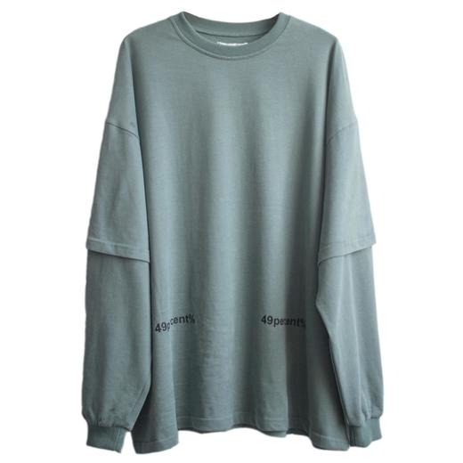 49percent灰石绿印花假两件卫衣男女简约 商品图4