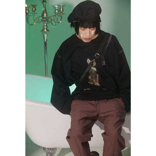 UMAMIISM 有茂密声 21SS 文物博物馆茂密铜像撕裂圆领卫衣 商品图3