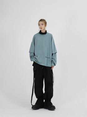 49PERCENT(49%)灰绿假两件太空卫衣外套中性潮流