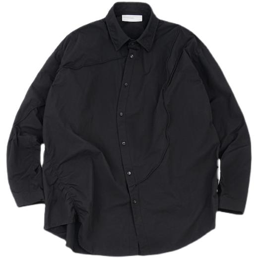 ATTEMPT SS21 路径起皱长袖衬衫拼接休闲宽松潮牌原创衬衣男女 商品图4