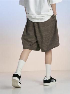 MODITEC 20SS松紧腰打褶廓形休闲短裤 CITYBOY风宽松五分裤