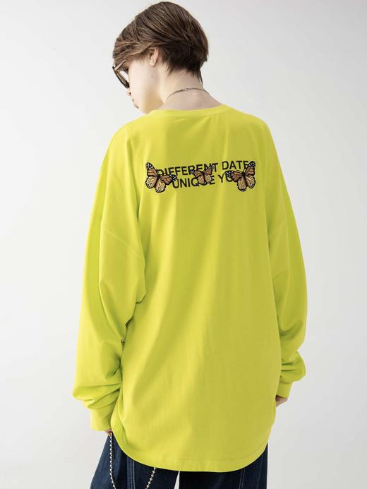 MODITEC 蝴蝶刺绣科技材质拼接抽绳长袖卫衣 阔型宽松T恤 商品图0