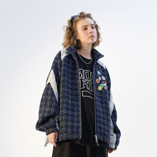 MODITEC 21春夏提花外套撞色拉链衬衣休闲宽松潮流夹克夏之光同款 商品图3