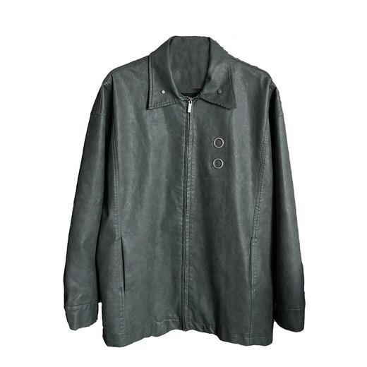 49PERCENT(49%)绿色圆环金属裂纹皮衣夹克PU皮流行休闲男装 商品图4