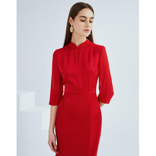 EITIE爱特爱春季新款优雅气质中式立领改良旗袍礼服连衣裙女 商品图2