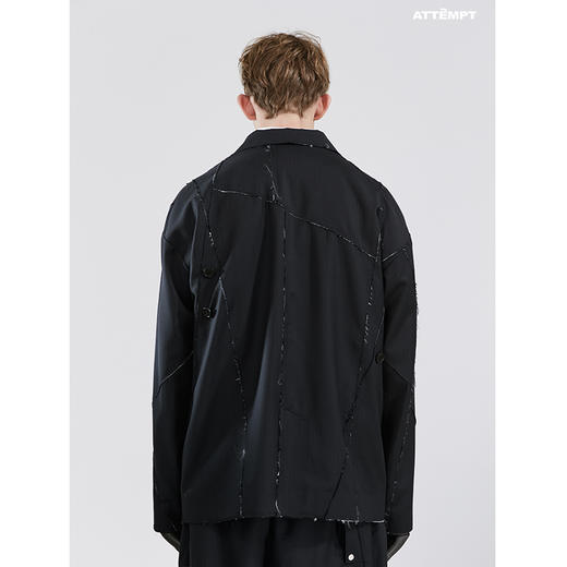 ATTEMPT SS21 “STOMACHION” 点线面毛边羊毛混纺西装明线西服 商品图1