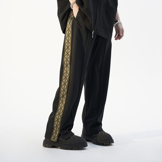 MODITEC 21春夏蝴蝶LOGO串标宽松直筒休闲长裤百搭织带TRACKPANTS 商品图1