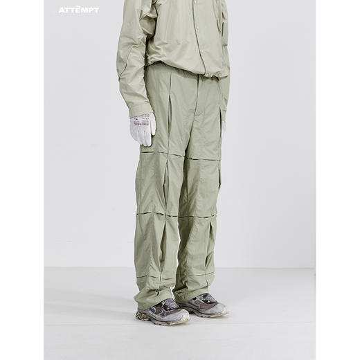 ATTEMPT SS21 叠褶裂缝休闲尼龙裤潮牌宽松直筒堆叠感休闲裤 商品图3