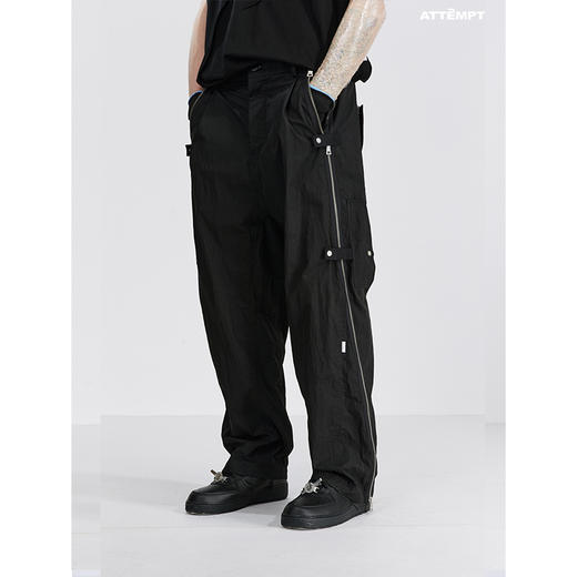 ATTEMPT SS21双向开合多口袋休闲直筒长裤宽松百搭拉链装饰工装裤 商品图1
