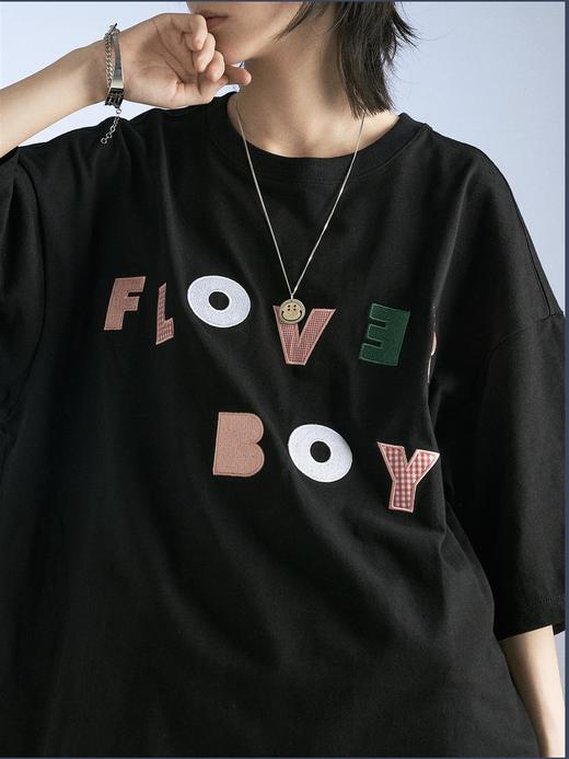 MODITEC 20SS彩色贴布字母刺绣短袖OVERSIZE原创休闲T恤国潮 商品图1