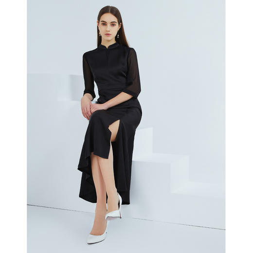 EITIE爱特爱春季新款优雅气质中式立领改良旗袍礼服连衣裙女 商品图6