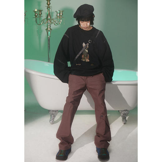 UMAMIISM 有茂密声 21SS 文物博物馆茂密铜像撕裂圆领卫衣 商品图0