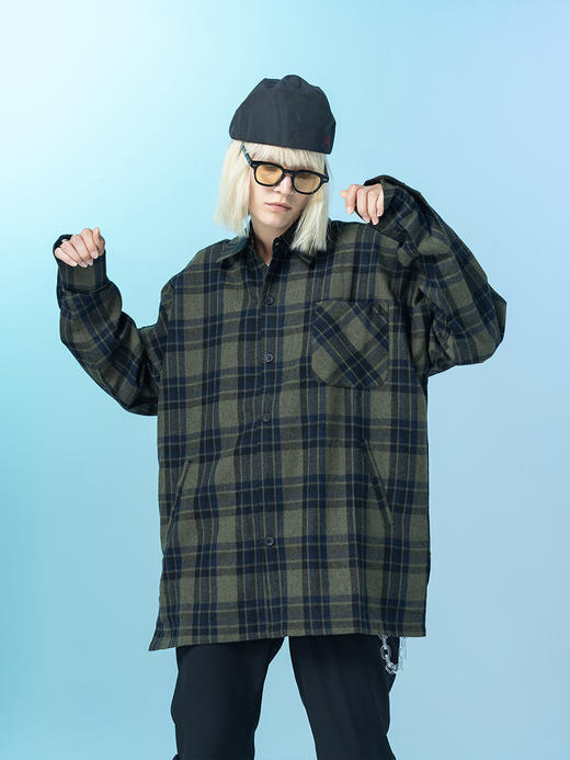 MODITEC 20FW 梦境格纹刺绣衬衫外套 双色大廓形格纹潮流衬衫 商品图2