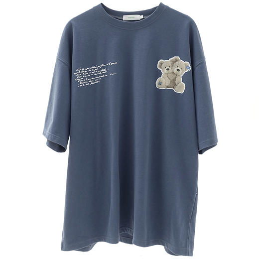 MODITEC 21春夏 毛绒小熊彩色印花宽松落肩短袖 全棉印花短袖 商品图4