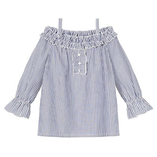 【纯棉吊带上衣】童装条纹一字肩吊带背心女童春夏新款衬衣上衣 商品图6