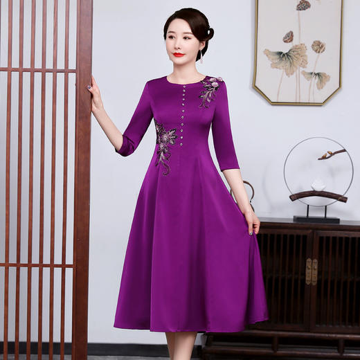 上海旗袍厂JC-JY5035早春新款婚礼妈妈装国风刺绣礼服裙子改良旗袍连衣裙女装 商品图0