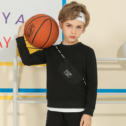 【腰包设计卫衣】mettekids童装时尚字母圆领长袖卫衣男童春新款上衣 商品图3