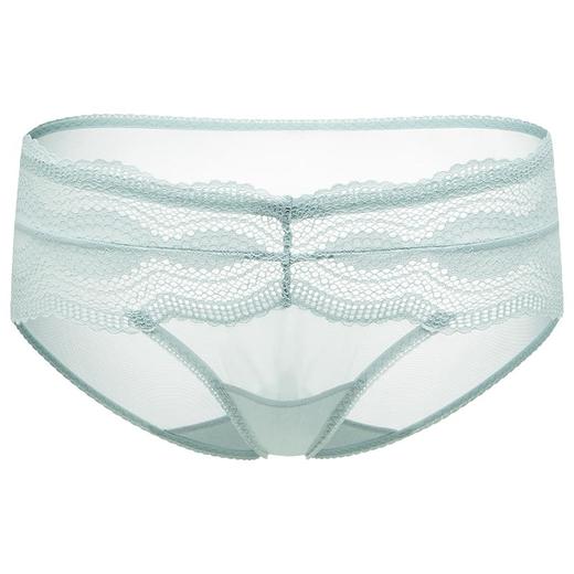 HSIA遐蕾丝内裤女性感拼接网纱透气舒适纯棉底裆超薄款中腰平角裤 商品图5