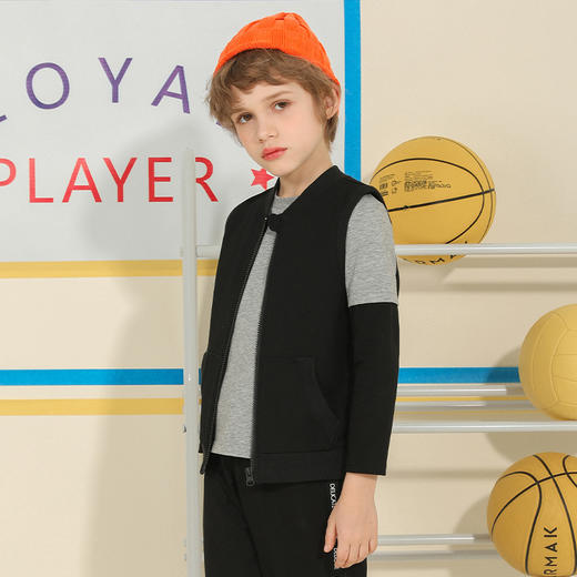 【童装无袖背心】童装春夏新品男童棒球领无袖运动背心小外套 商品图2