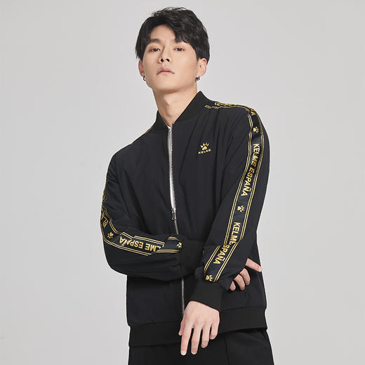 卡尔美运动休闲外套春秋季男士开衫拉链字母纯色夹克 商品图1