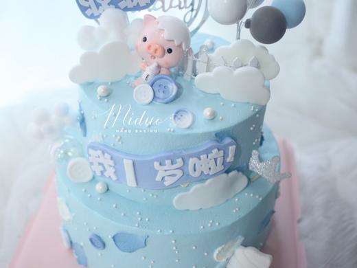 男孩款 蓝色猪宝宝 男宝宝 双层 满月 百天 周岁 商品图2