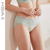 HSIA遐蕾丝内裤女性感拼接网纱透气舒适纯棉底裆超薄款中腰平角裤 商品缩略图0