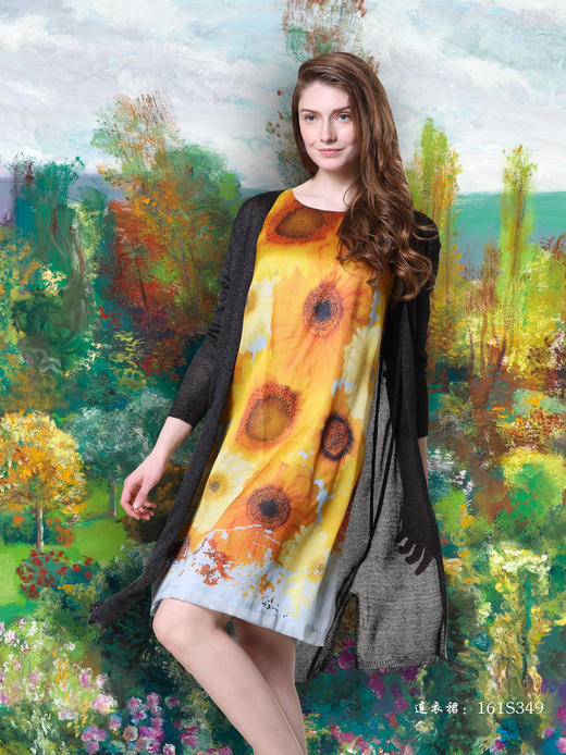 【伯妮斯茵】161S349--橙色连衣裙--花瓶里的五朵向日葵--《生命之美-梵高的花园》 商品图2