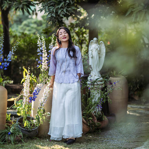 【林栖设计小店】（现货）夏季新品复古宽松显瘦高腰阔腿裤女百搭真丝长裤子1961185 商品图0