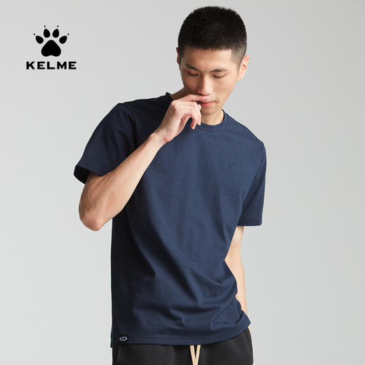 卡尔美运动休闲短袖圆领棉舒适宽松上衣男纯色白色打底T恤衫 商品图3