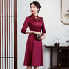 上海旗袍厂JC-JY5037春季新款婚宴婚礼喜庆红色喜婆婆气质修身妈妈装连衣裙 商品缩略图2