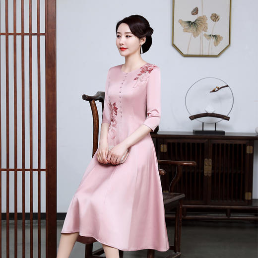 上海旗袍厂JC-JY5035早春新款婚礼妈妈装国风刺绣礼服裙子改良旗袍连衣裙女装 商品图4
