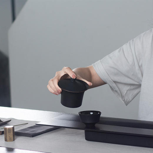 无石设计轻奢现代乌金石茶盘简约蓄水式干泡北欧石头茶台储水托盘适系列长A 商品图5