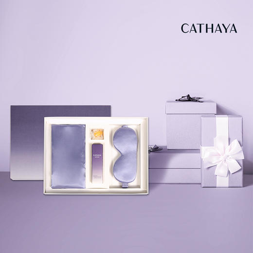 CATHAYA/凯喜雅 薰衣草三件套 薰衣草精油真丝枕套、薰衣草精油真丝眼罩、黄金蚕丝安神睡眠喷雾 [福利品] 商品图0