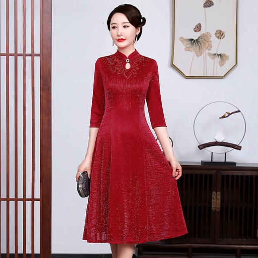 上海旗袍厂JC-JY5038春装新款妈妈礼服洋气喜婆婆婚宴大码女装 商品图0