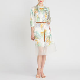 TANGY Collection/天意精品生长系列柯纱丝粘印染衬衫裙