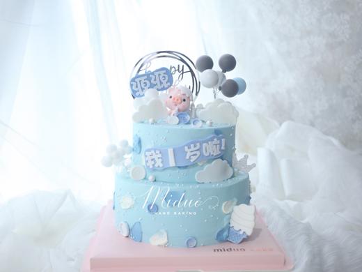 男孩款 蓝色猪宝宝 男宝宝 双层 满月 百天 周岁 商品图0