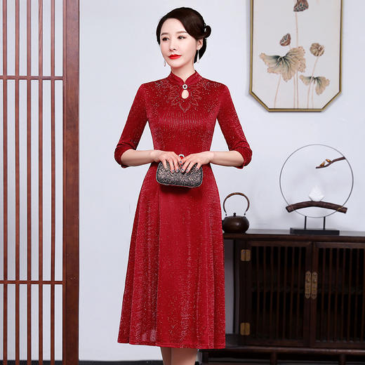 上海旗袍厂JC-JY5038春装新款妈妈礼服洋气喜婆婆婚宴大码女装 商品图1