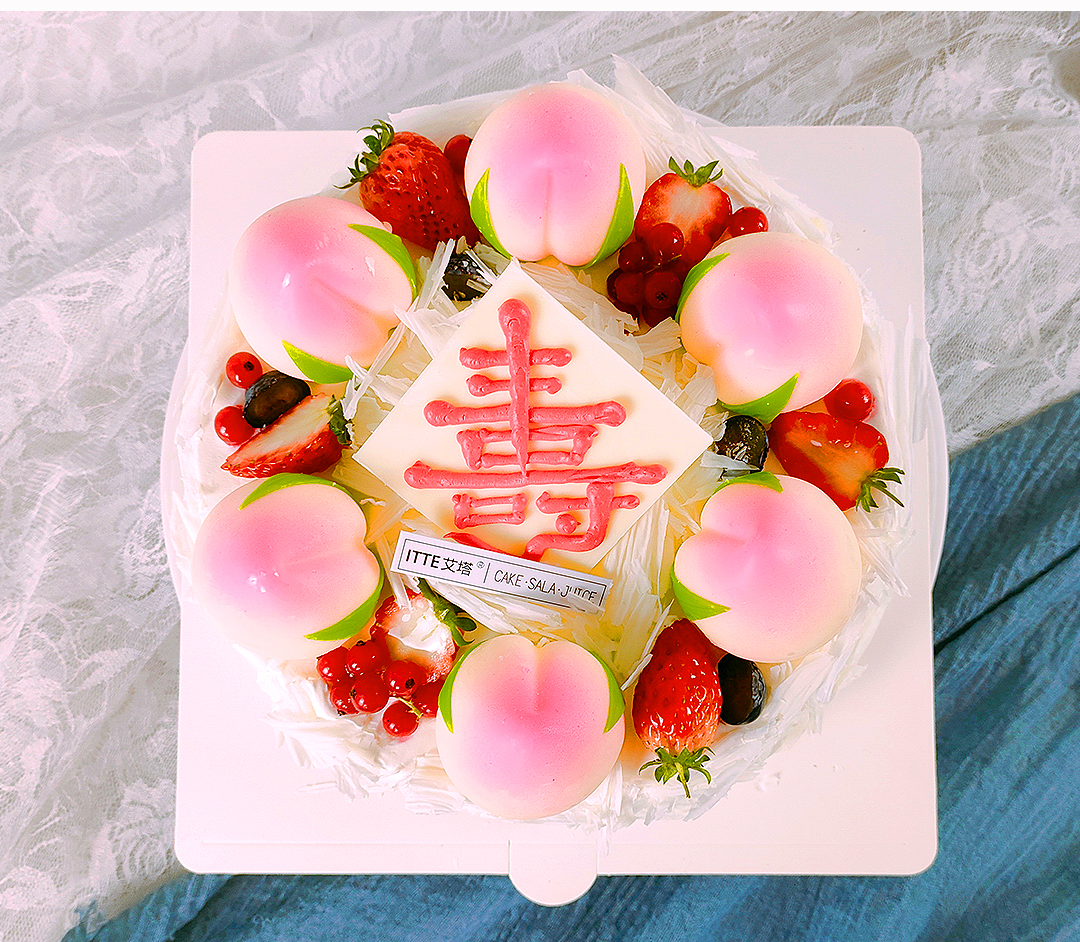 【寿比南山】寿桃 老人祝寿 奶油水果蛋糕