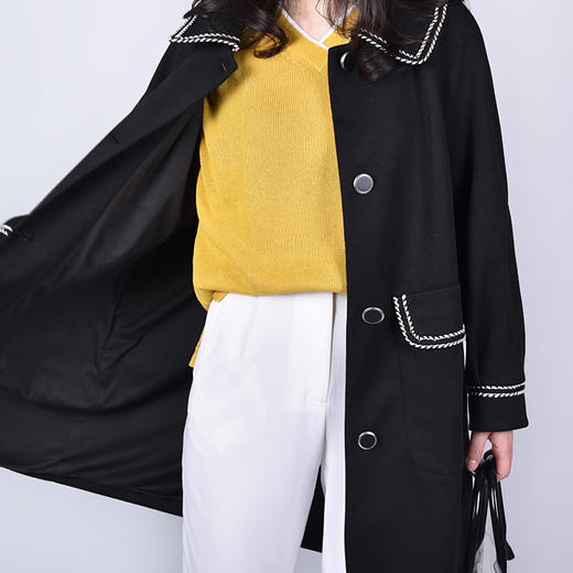 圣三利女装  活力休闲彼得潘领弹力针织风衣外套SL121F16 商品图2