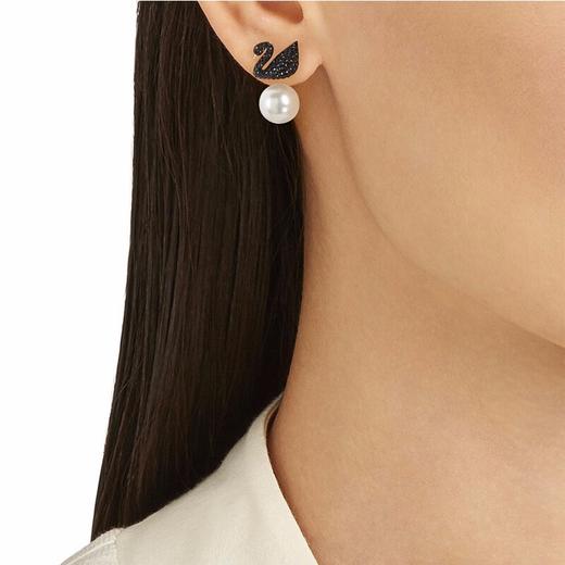 SWAROVSKI施华洛世奇 百搭水晶天鹅耳环灵活百搭黑天鹅穿孔耳钉 5193949 奥地利 商品图2