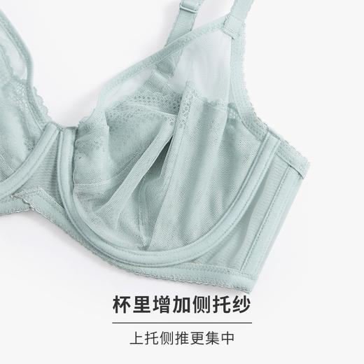 【只有蓝色75C】HSIA遐薄款内衣女镂空上托贝壳蕾丝胸罩无海绵全罩杯大胸显小文胸 商品图4
