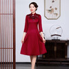 上海旗袍厂JC-JY5037春季新款婚宴婚礼喜庆红色喜婆婆气质修身妈妈装连衣裙 商品缩略图1