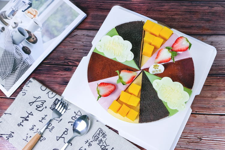 【8英寸缤纷多味慕斯蛋糕】芒果、抹茶、双莓（草莓树莓）、提拉米苏、咸味芝士拼装慕斯，五种口味十块组合