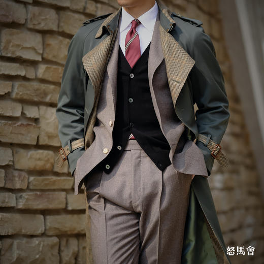 Hardy Minnis Super Gabardine & Alsport 羊毛嘎巴甸花呢拼接Westminster 插肩袖战壕⻛⾐ 商品图2